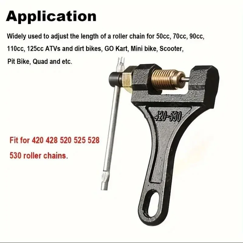 Versatile Chain Breaker All-Terrain Vehicle Universal Chain Breaker Tool Durable Steel 420-530 Chain Easy DIY Repair Motorcycle