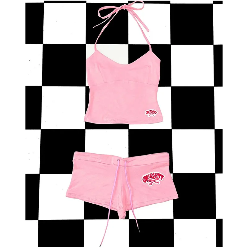 Y2k Crop Top Graphic Letter Print Grunge Streetwear Harajuku Camis Casual Summer Camis EmoGirl Aesthetics Women Shorts Sexy Pant