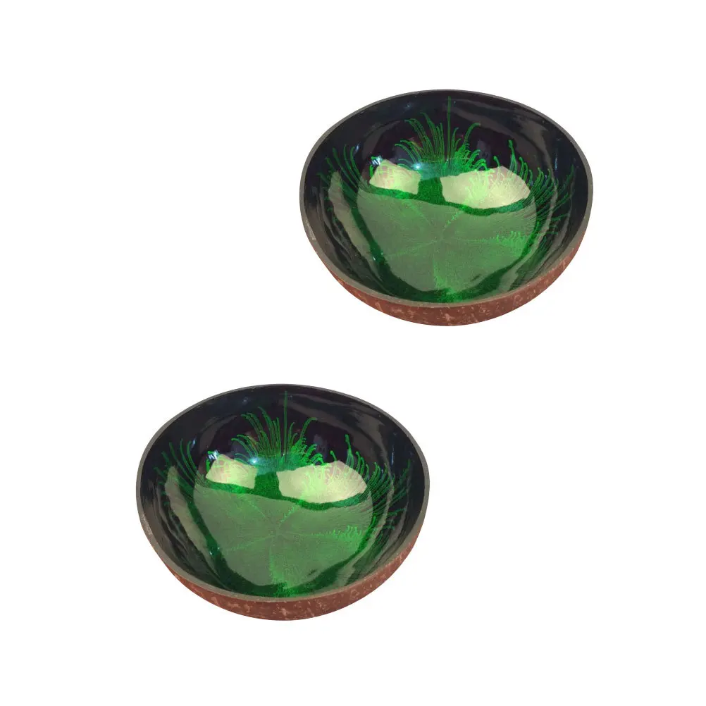 

2Pcs Natural Coconut Shell Candy Bowls Green Eco Friendly Desktop Decorative Storage Bowls Creative Coconut Shell Holders