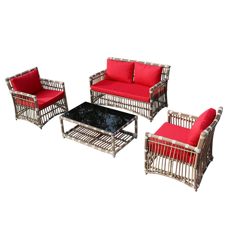 

LTT outdoor sofa combination rattan art sofa coffee table courtyard leisure rattan sofa