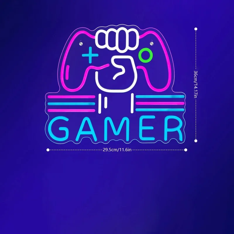 Imagem -02 - Gamer Neon Sign For Bedroom Wall Decor Grande Luz Colorida Gaming Video Presente para Meninos Teen Kids Gamers