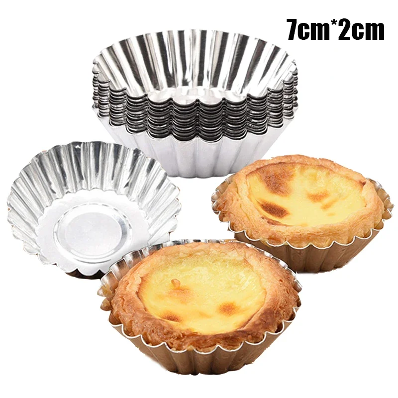 10szt Wielokrotnego użytku nieprzywierająca forma do tarty z falbanką Aluminiowa forma do babeczek i ciastek w linie Forma do budyniu i galaretki Kubek do pieczenia muffinów