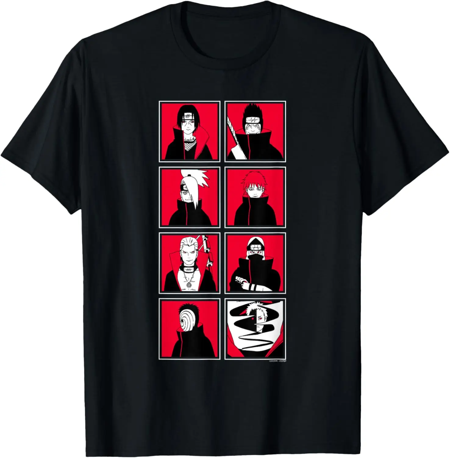 Naruto Shippuden Akatsuki Character Frames Pop Art Anime T-Shirt S-6XL