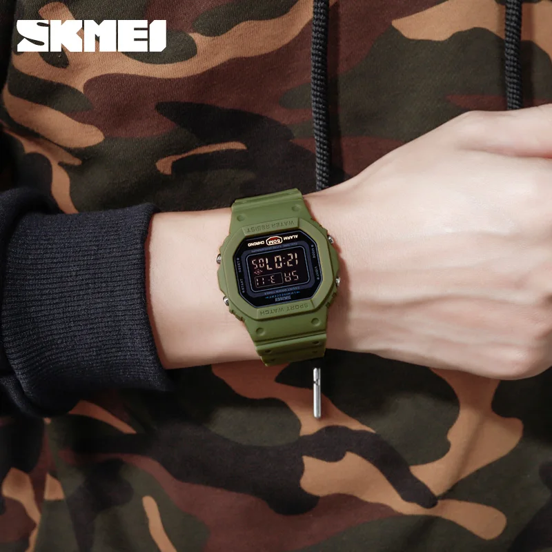 ساعة Skmei-men الرقمية ، رياضية ، مقاومة للماء ، إلكترونية ، عسكرية ، شاشة ليد ، ساعة ، alarm1988 ،