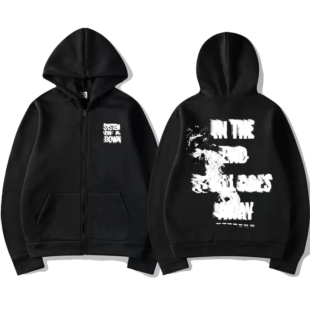 Rock Band System of A Down in The End It All Goes Away Zipper Hoodie Men Women Gothic Punk Vintage Oversized Zip Up Jacket Coat