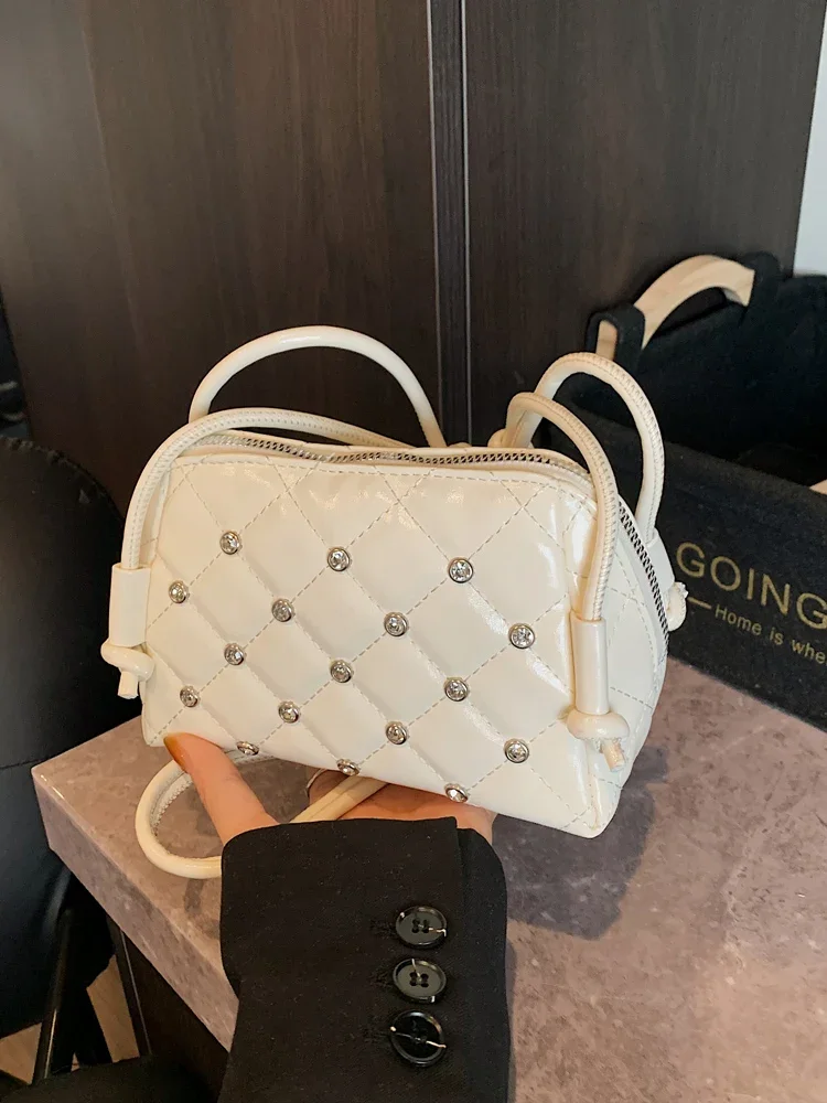 النمط الفرنسي رائعة الماس حقيبة ساع للنساء الصيف الاتجاه الجديد بو الجلود حقيبة كتف تنوعا السيدات حقيبة كروسبودي #1