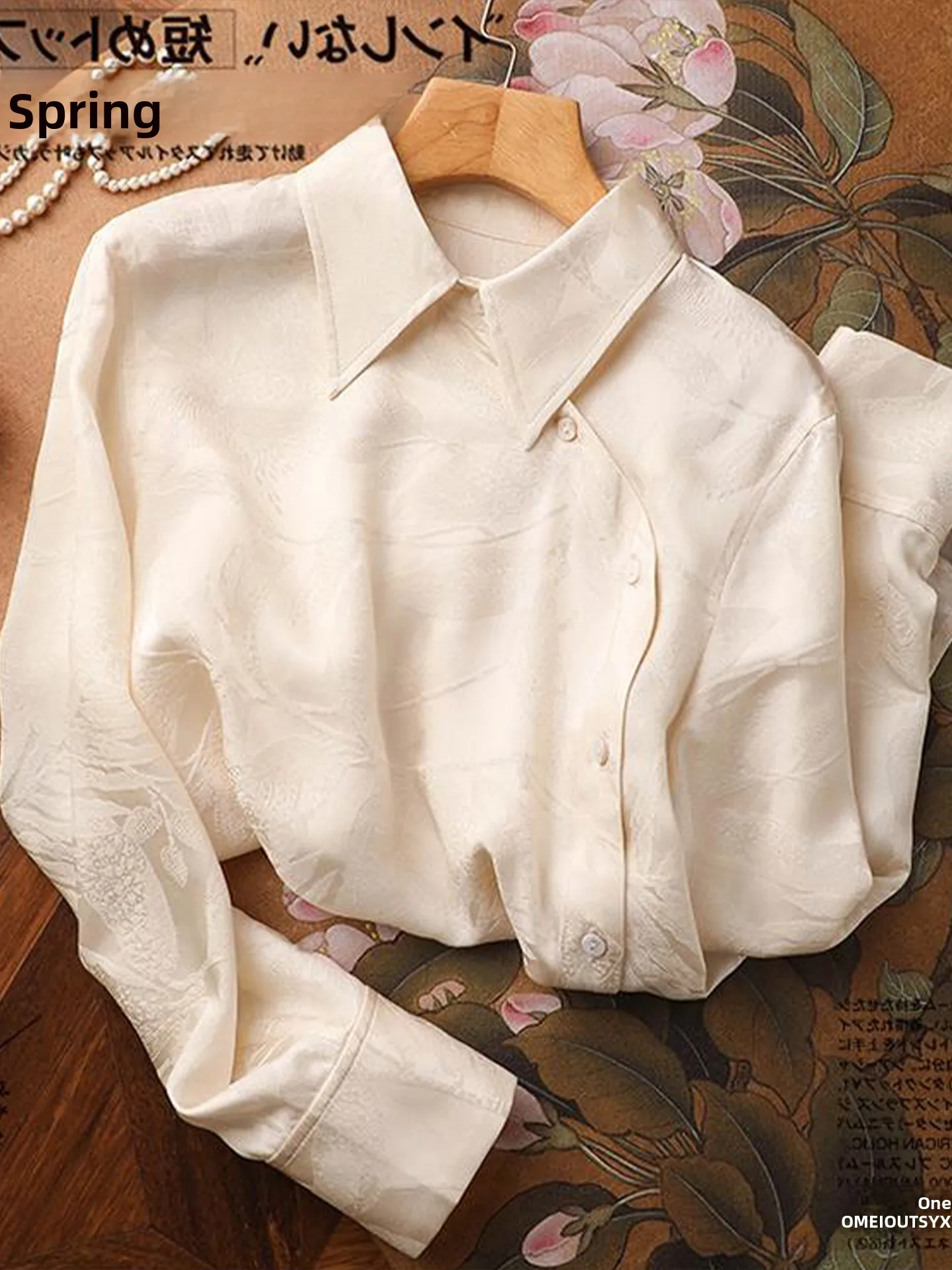 Ele Ne Design Sensation Embroidery irt Commute Versatile Long Sve Top Faionable Straight Cut Korean Sle