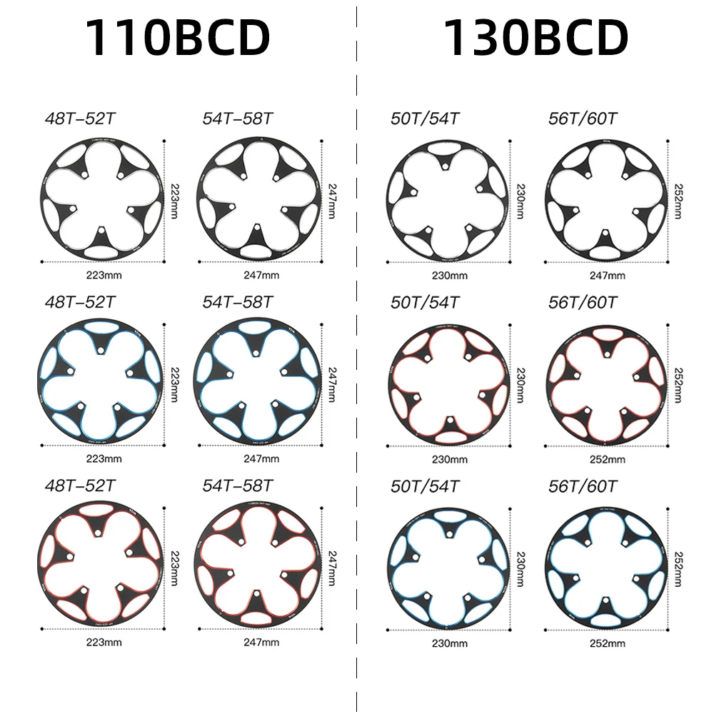 Cubierta de protección de cadena de bicicleta de montaña profesional, y 130BCD 110BCD, 48/50/52/54/56/58T/60T, juego de manivela, piezas de piñón de