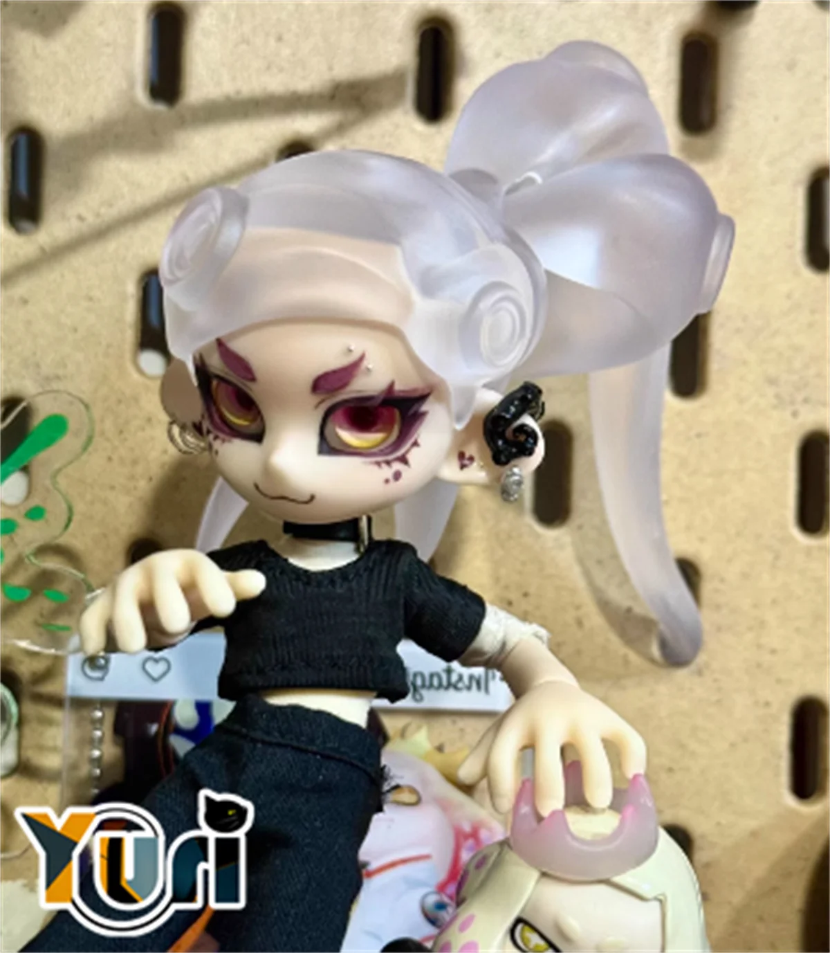 Yuri Gioco 3 Parrucca per capelli lunghi OB11 BJD fatta a mano Trasparente Testa di calamari Shell Polpo Shell Modello Face Game Regalo Cosplay