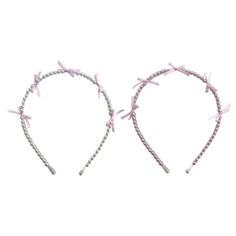 

Bows Haipin Bowknot Headwear Hair Hoop Pearls Headband for Girls Subculture