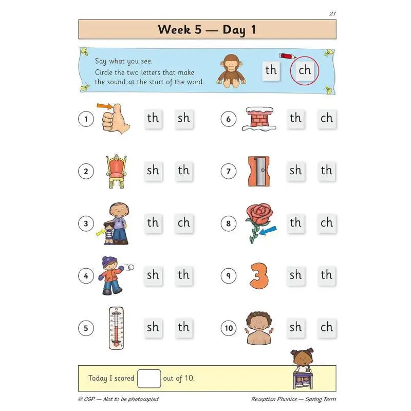 New Phonics Daily Practice Book Reception  Spring Term CGP Books Coordination Group Publications 9781789084795 Book