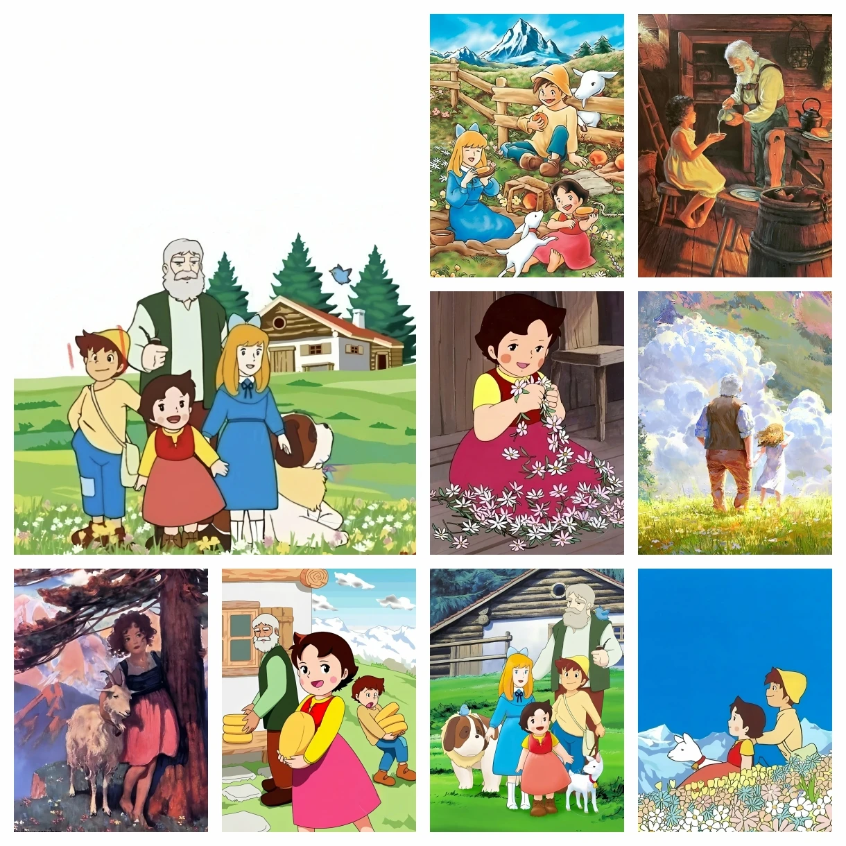 Pintura em Diamante Heidi, Menina das Alpes, Menina Anime, DIY, Bordado em Diamante, Ponto Cruz, Presente Artesanal para Crianças, Decoração de Parede para Casa