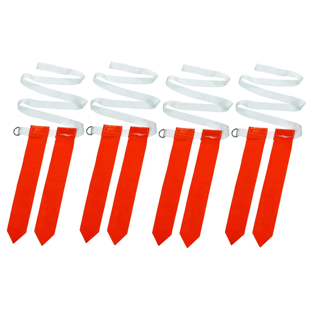4Pcs American Football Waist Belt Flag Type Nylon Rugby Training Ribbon Game Streamer Set with Red Flags for Children