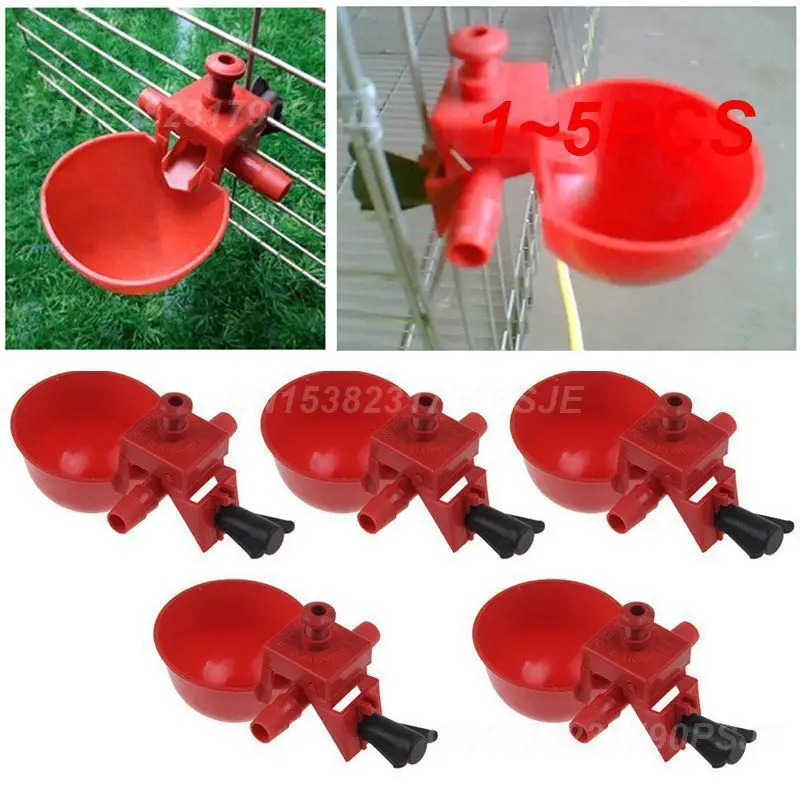 1~5PCS Drinking Cups Time-saving Red Durable Drinking Cups For Chickens Automatic Top-rated Chicken Waterer Convenient Coop