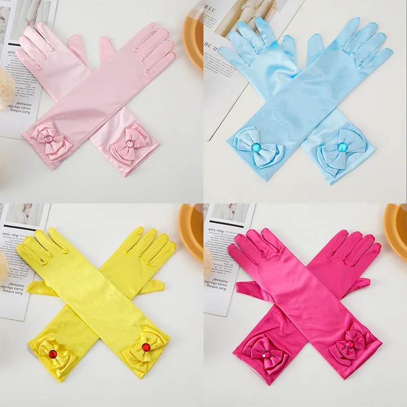 

Disney Frozen Gloves Children's Printed Long Gloves Princess Elsa Bow Gloves Anna Etiquette Dressing Clothing Matching Girl Gift