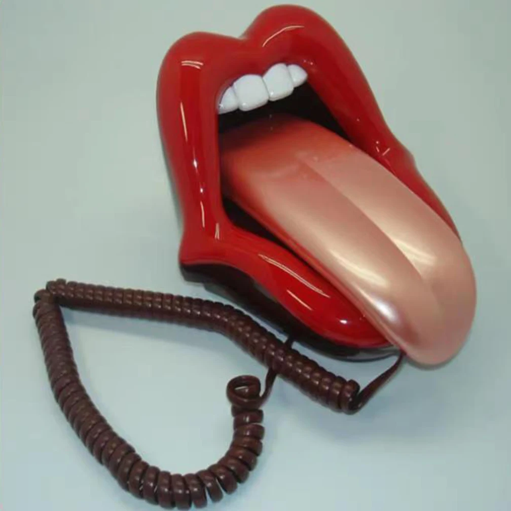 Landline Phones for Home, Red Mouth Telephone, Novelty Big Tongue Phone, Wired Funny Lip Phone Gift Real Corded Telephone Set