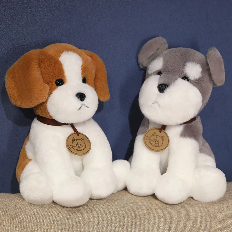 

25cm Simulation Famous Dog Series Husky Plush Toy Cute Bulldog Foxhound Collie Doll Lifelike Cartoon Animals for Kids Xmas Gifts