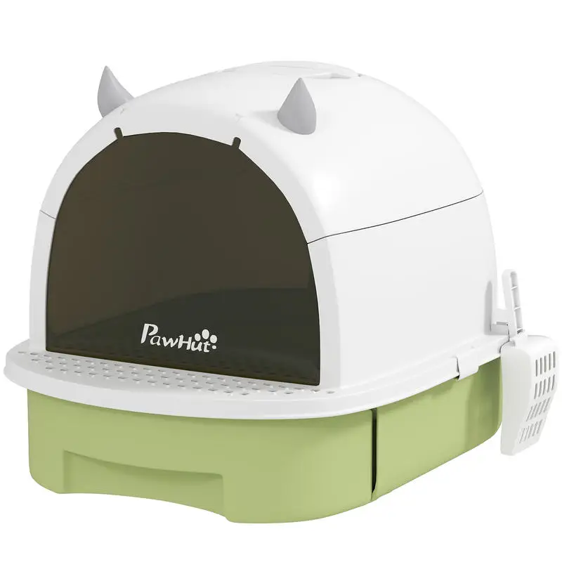 

Enclosed Cat Litter Box with Removable Tray, Scoop, and Activated Carbon Filter, Multicolor