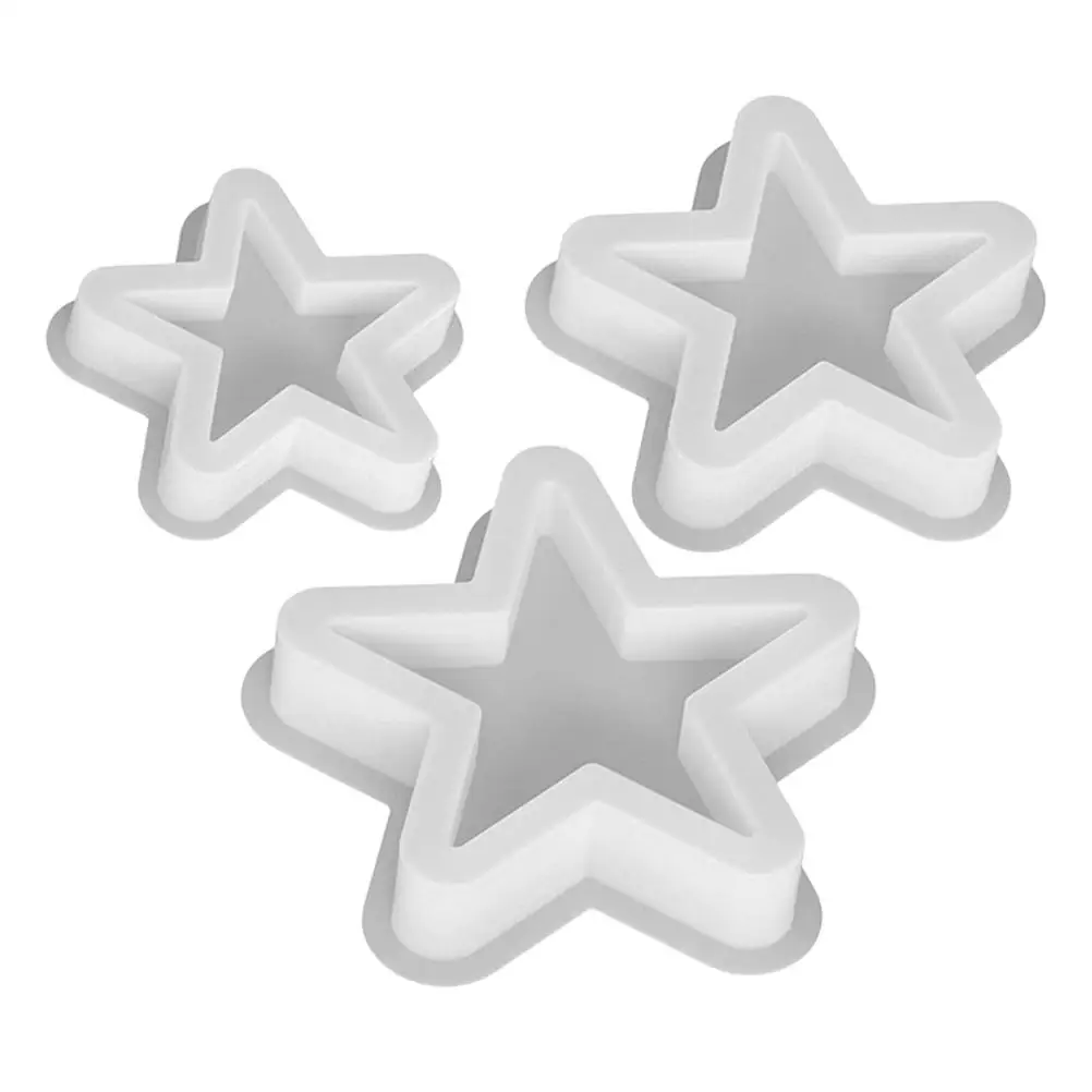 Stampi per cera in silicone da 3 pezzi Stampi per aromaterapia Stampi per cubetti di ghiaccio in resina Caramelle Decorazione a forma di stella a cinque punte Efficiente