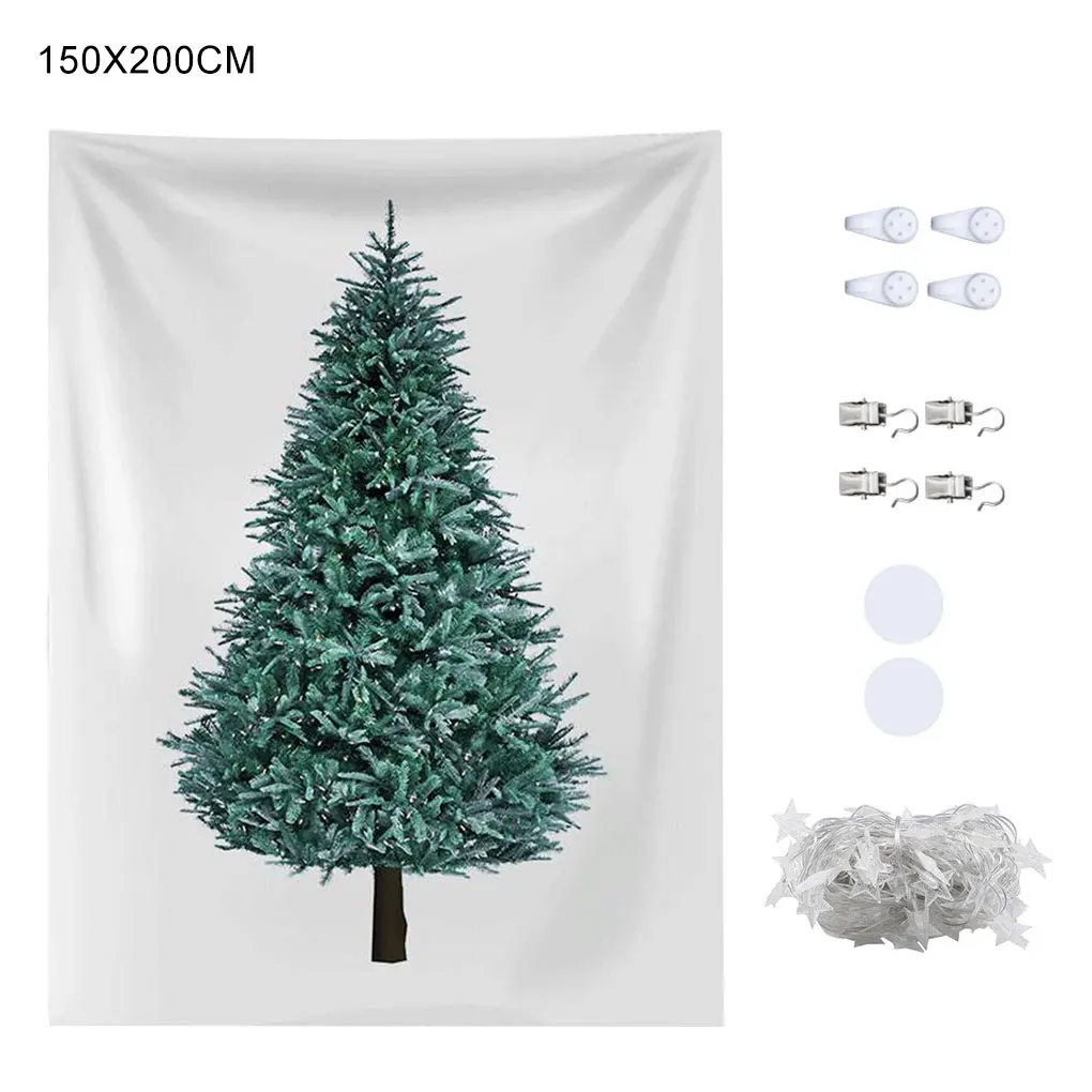 Wandtapijt Cartoon Kerstboom Muur Opknoping Achtergrondkamer Ornament Accessoire Kit, 1.1X1.5M