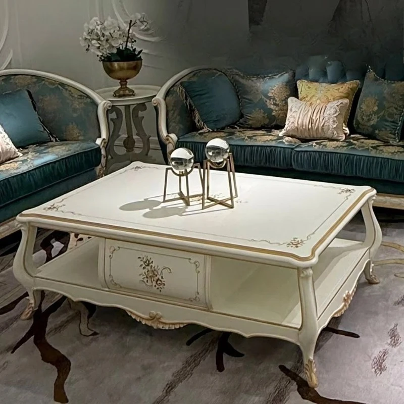 Luxury hand-carved wooden furniture living room center coffee table