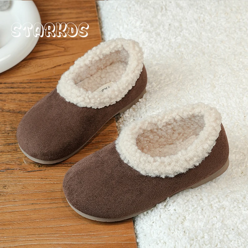 الانزلاق على امبسوول أحذية بوت قصيرة طفل رضيع الشتاء جولة تو الدافئة الفراء كسول المتسكعون طفلة سميكة أفخم رقيق أحذية قطنية في الهواء الطلق #5