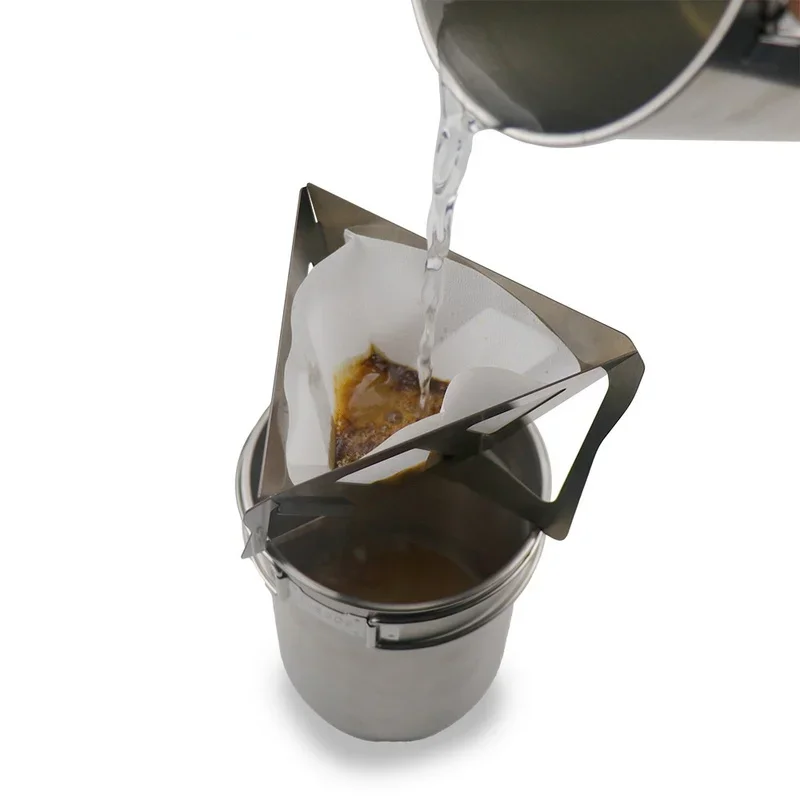 Stainless Steel Coffee Filter Cup Folding Portable Reusable Coffee Dripper Coffee Maker Tea Holder with Storage Bag for Outdoor