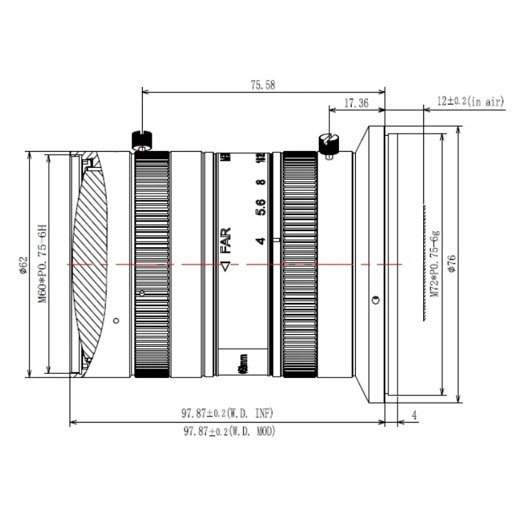 Hikrobot MVL-LF4040M-01-M72 High Precision Lens for 8K7U  58mm M72-Mount Machine Vision FA Industrial Camera Lens