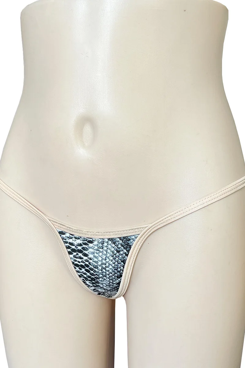 New Single Layer Snake Print Women's Low-rise Sexy Mini Thong Underwear 602