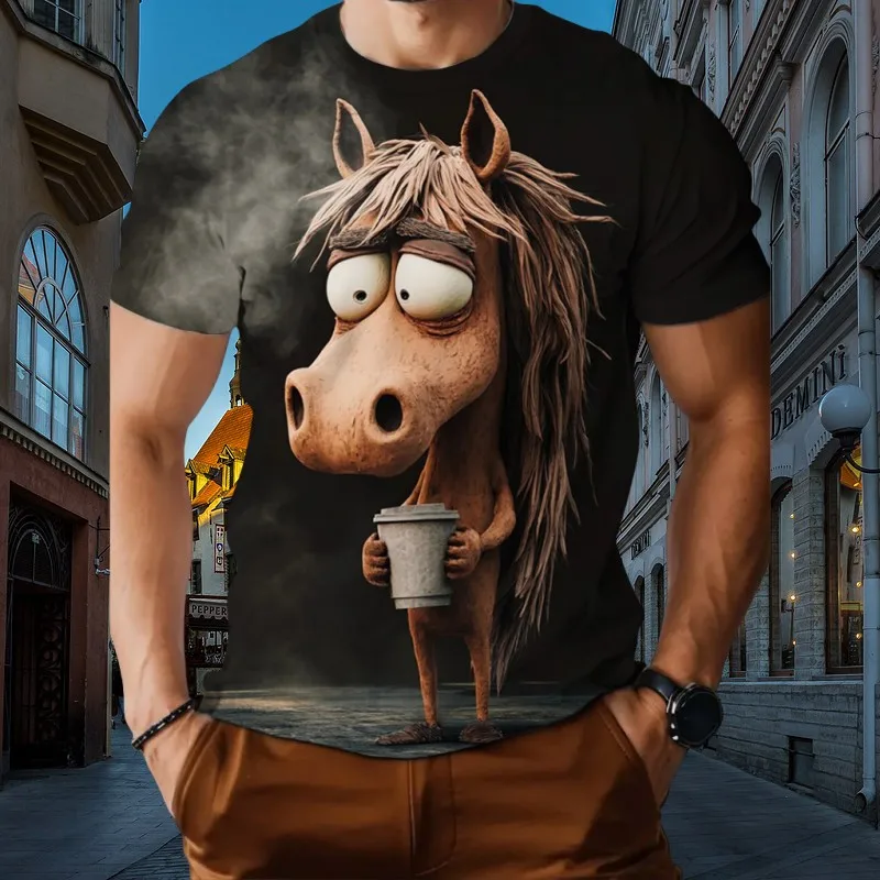 3d Hip-Hop Printed Animated Characters Summer T-Shirt Fashion Street Men\'s Baggy Oversized Blouse Casual Casual Shirt