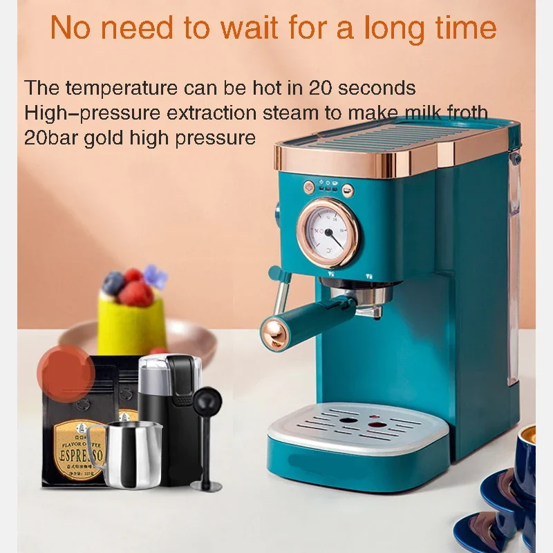 Brand New DL-KF5400 Retro Coffee Machine For Household Small High-Value Fast Extraction Italian Semi-Automatic Steam Milk Frot