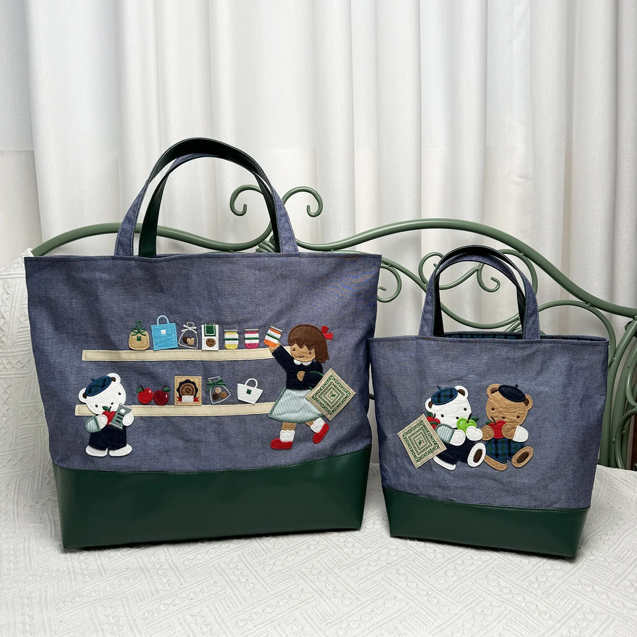 Kawaii Cute Cartoon Women Bag Tote Horizontal Square Handbag Cowboy Embroidery Bag Tote 780165