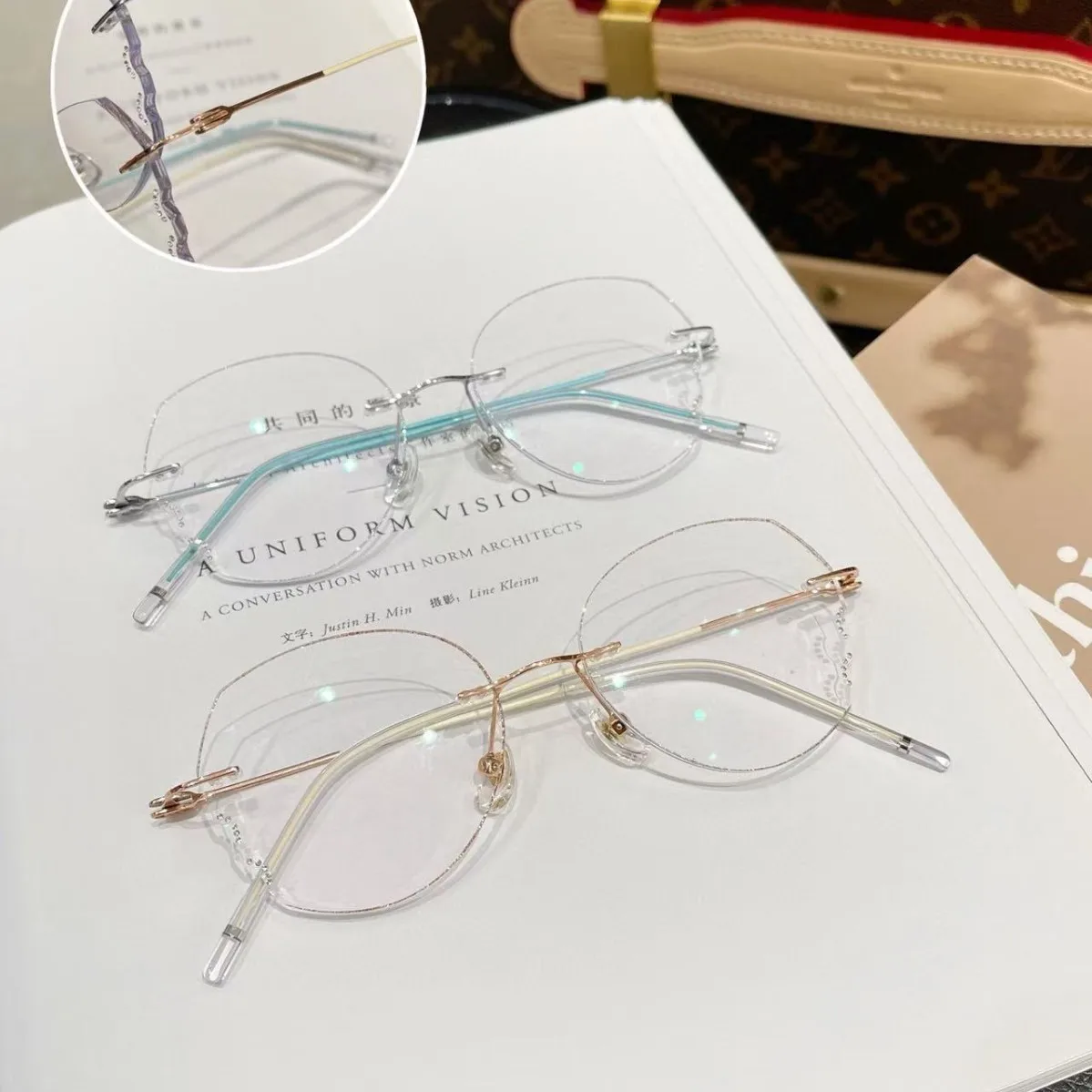 Reading Glasses Anti Blue Light Unisex Titanium Rimless Ultra Light Comfortable Flexible Classic Elegant Eyeglasses