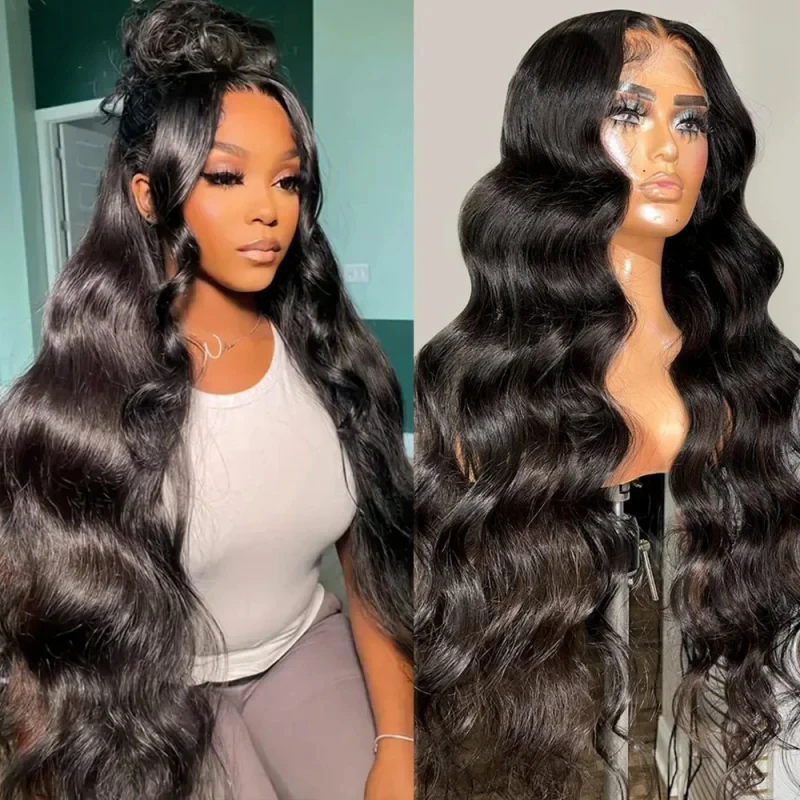 Perruque Lace Front Wig Body Wave Brésilienne Naturelle, Cheveux Humains, 13x4, 13x6, Densité 200%, pour Femme