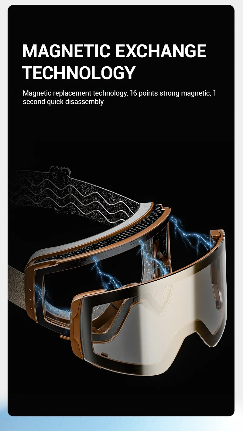 KAPVOE Photochrome Skibrille Doppelschichten Linse Antibeschlag UV400 Skibrille Wintersport Skifahren Snowboard Männer Frauen Schnee Heiß – Detail 9