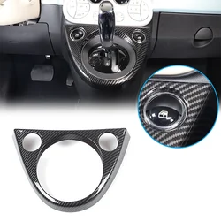 For Fiat 500 2011-2019 ABS Carbon Fiber Car Central Control Gear Shift Panel Display Frame Decorative Stickers Car Accessories