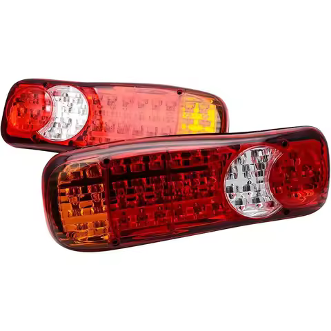 LED Rear Tail Lights Pair 12V Red White Brake Turn Tail Lamp for Trailer Truck Boat Caravan