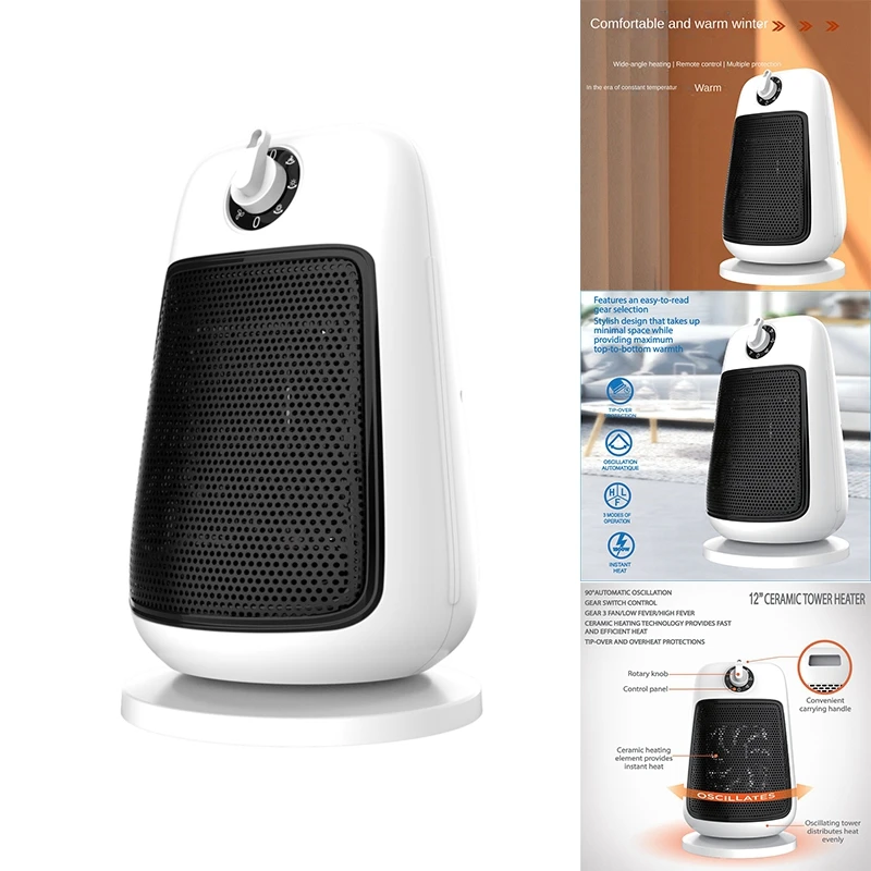 Electric Heater For Room PTC Heaters Household Vertical 90°Shaking Portable Head Heater For Winter