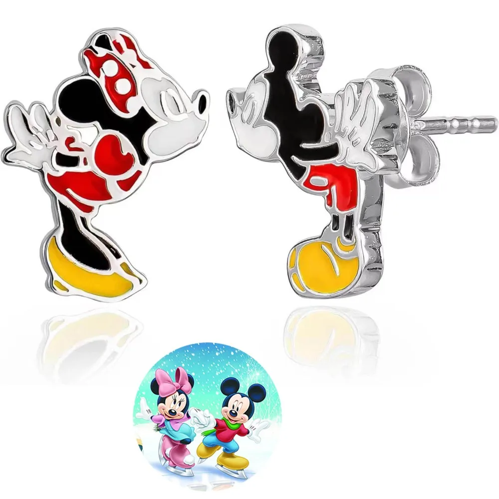 Disney Mickey Mouse orecchini a bottone per le donne ragazze accessori per gioielli Anime Minnie orecchino asimmetrico bambini regali di natale di