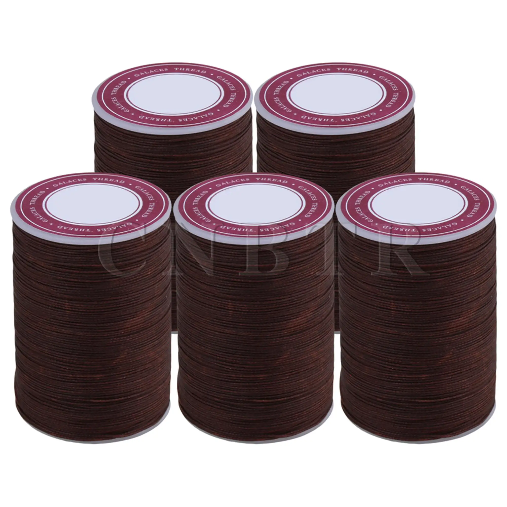 CNBTR 5 Pieces Brown 0.5mm Waxed Polyester Round Braided Leather Sewing Thread Cord