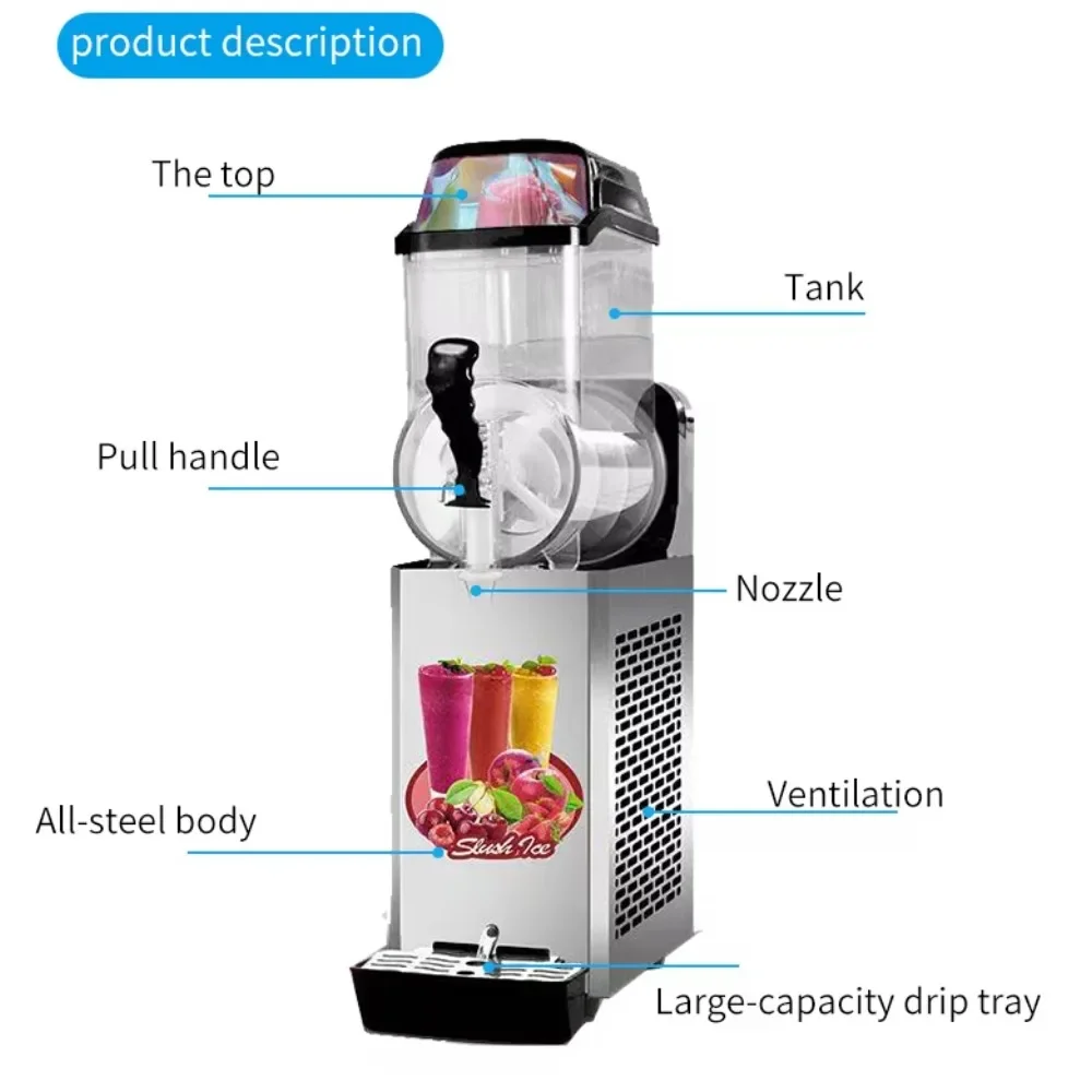 Commercial 12L/3.1Gal Stainless Steel Slushy Machine Frozen Drink Maker Margarita Smoothie Bowl Slushie Maker for Party