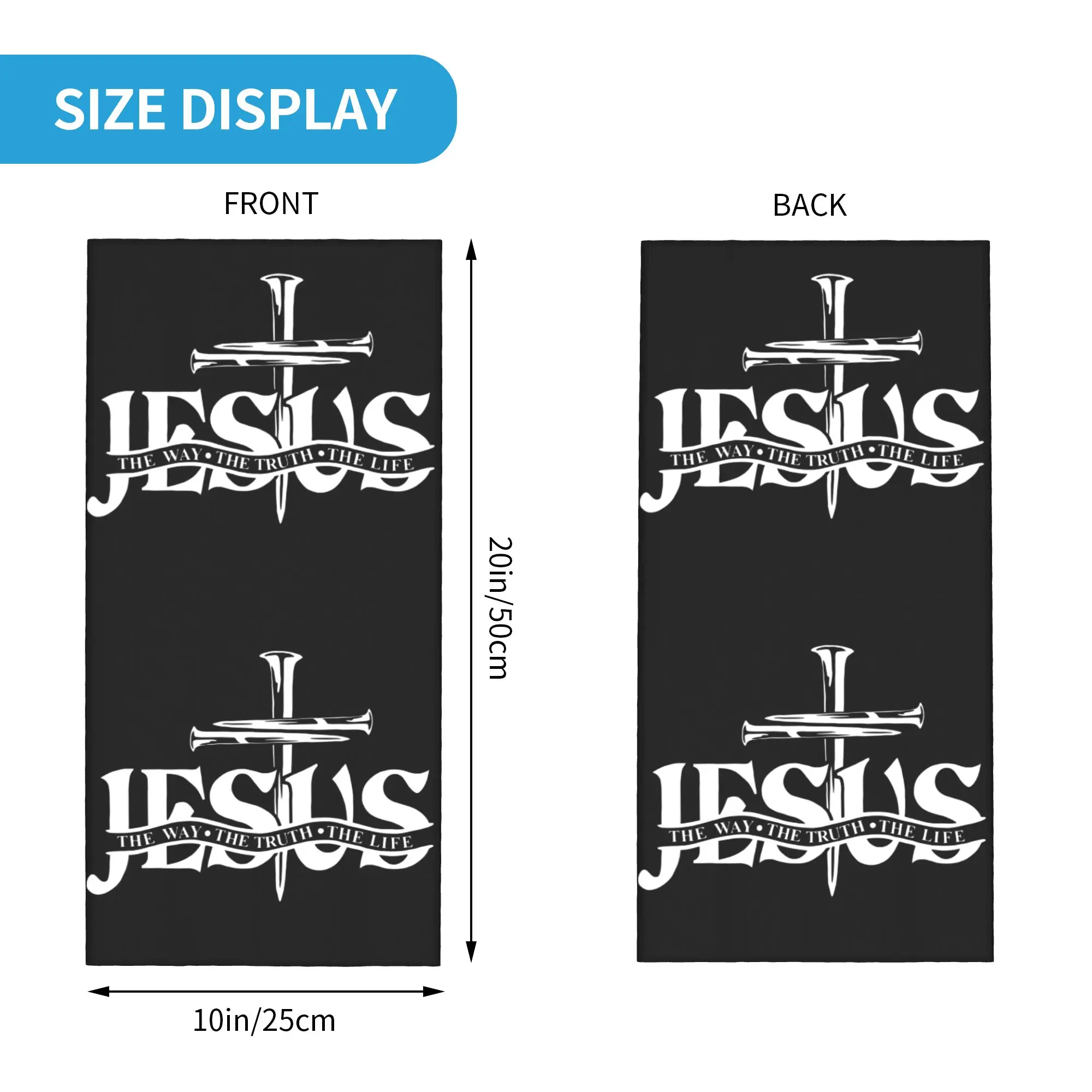 Custom Jesus The Way The Truth The Life Bandana Neck Gaiter UV Face Scarf Cover  Religion Cross Faith Headband Tube Balaclava