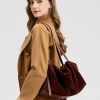 Women's Natural Nuede Genuine Leather Handbags Ladies large capacity Tote Bag Female Design Luxury Commuting Yoga Bag  hobo bag - Image 2
