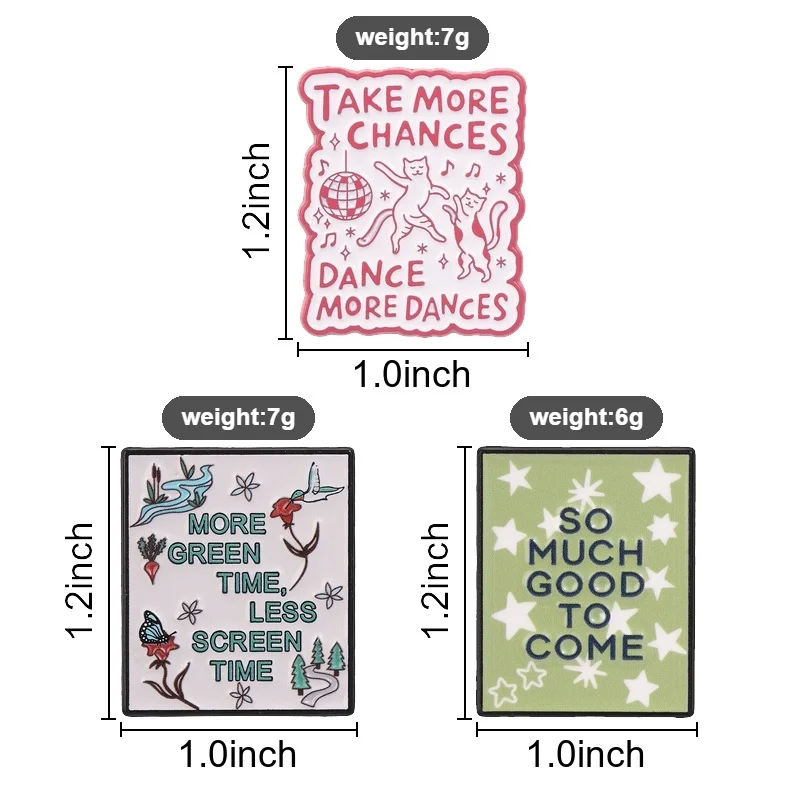 Take More Chances Dance More Dances Enamel Pin, Green Nature Quote Brooch for Relaxed Outfit and Daily Charm