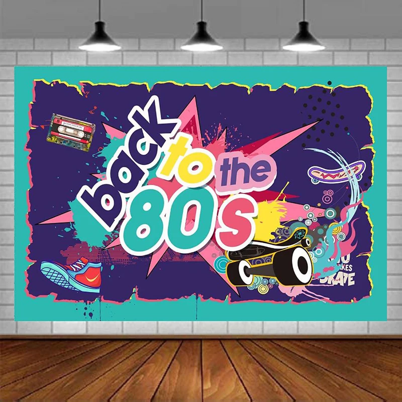 Back To The 80s Banner Photography Backdrop Photo Let’s Boogie Fever Retro Dance Decor For Disco Birthday Party Background