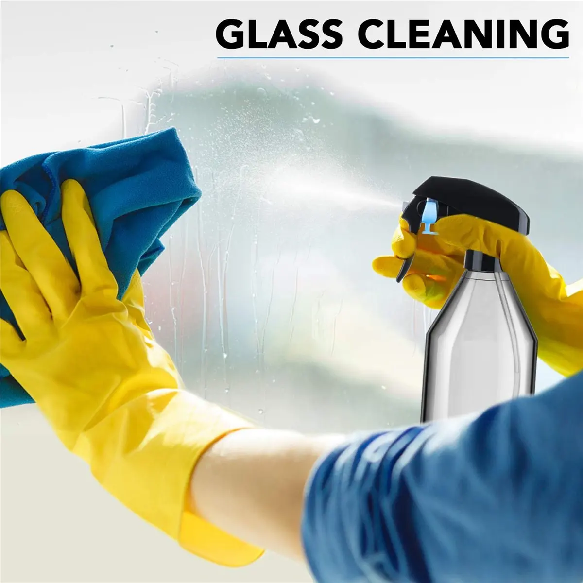 A60P Plastic Bottles for Cleaning Solutions,10OZ Reusable Empty Container with Black Trigger Sprayer, 3Pack