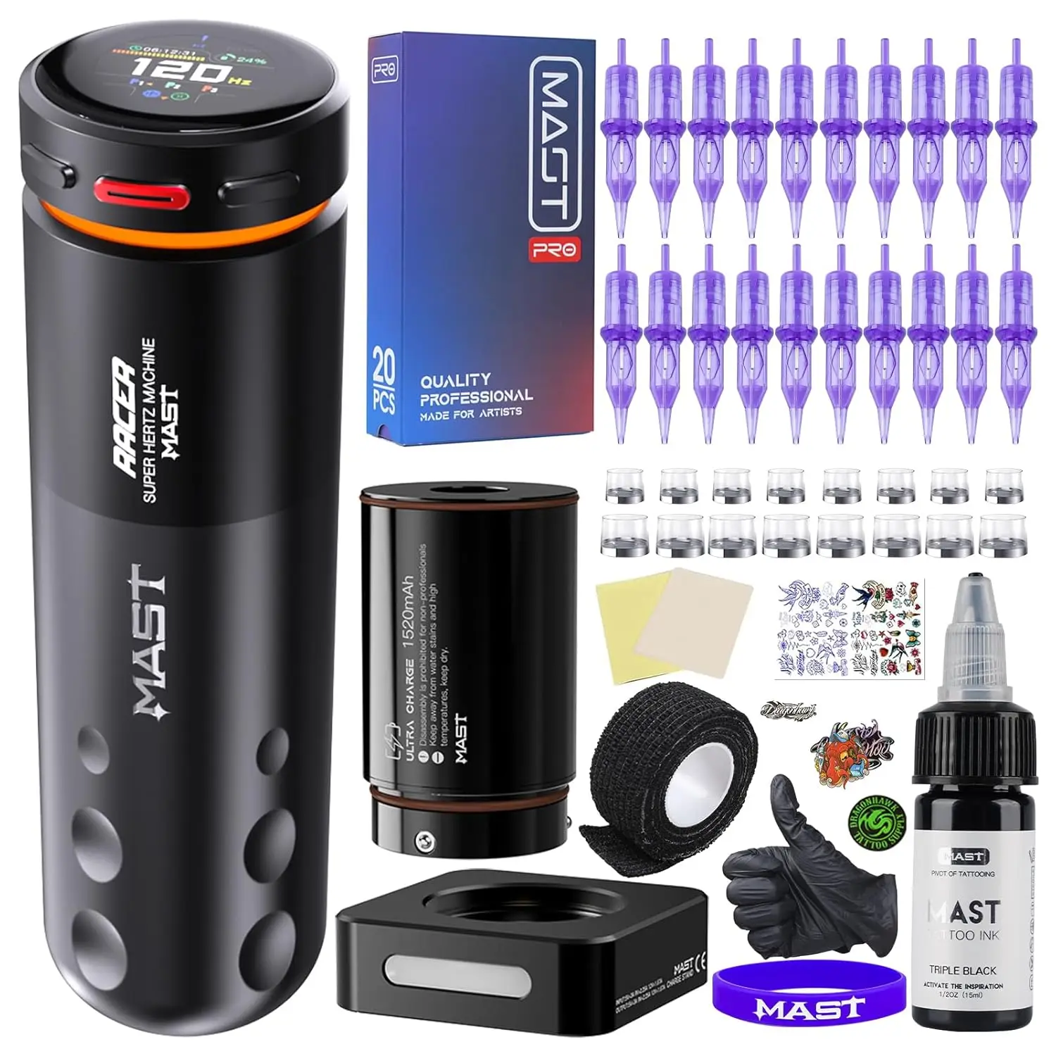 

Беспроводная тату-машинка Mast Tattoo Racer Pro, 4,2 мм, регулируемый мягкий и жесткий ход, моторный тату-пистолет Mcore-Pro для затенения подкладки