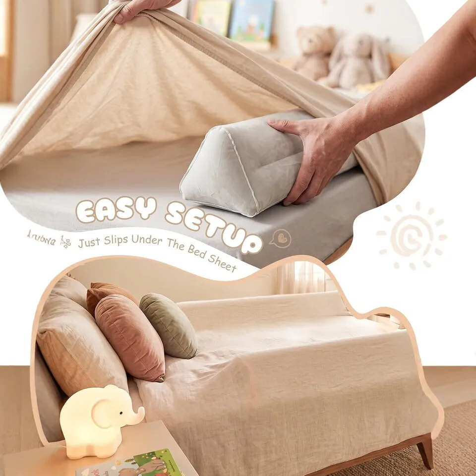 Inflatable Side Rail Bed Headboard Gap Filler Pillow 130cm Soft Triangular Wedge Pillow Anti-fall Bed Gap Cushion For Bed
