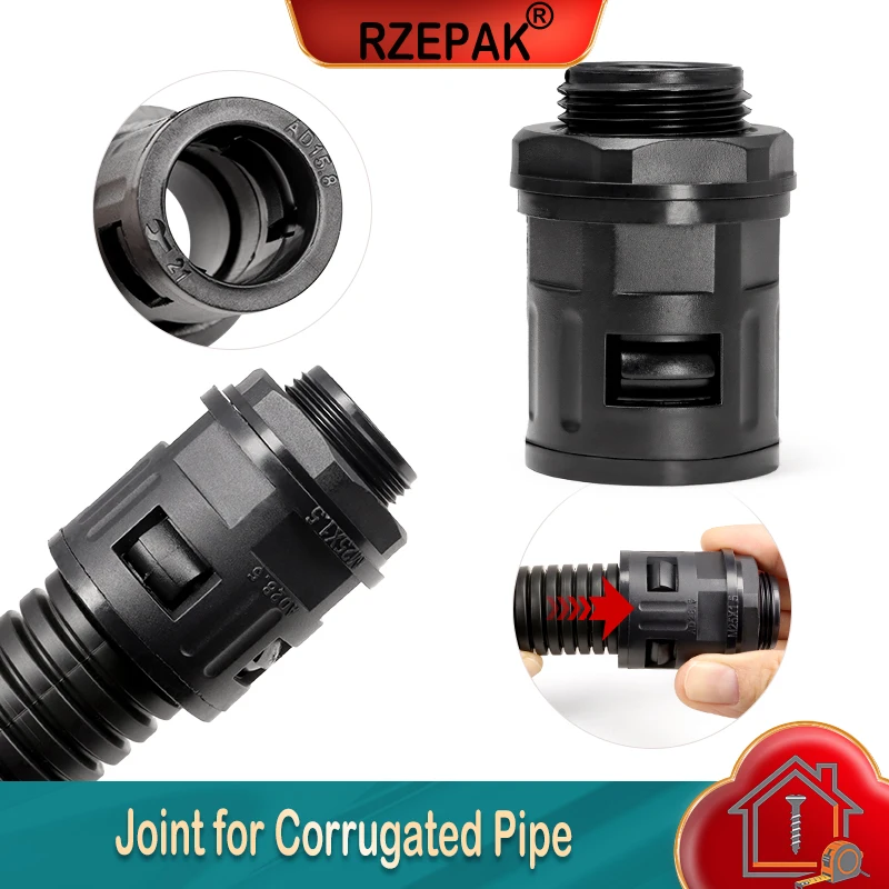 

1~20pcs Nylon Corrugated Tube Connectors Pipe Joint AD13 15.8 18.5 21.2 25 28.5 34.5 Plastic Conduit Gland End Fittings