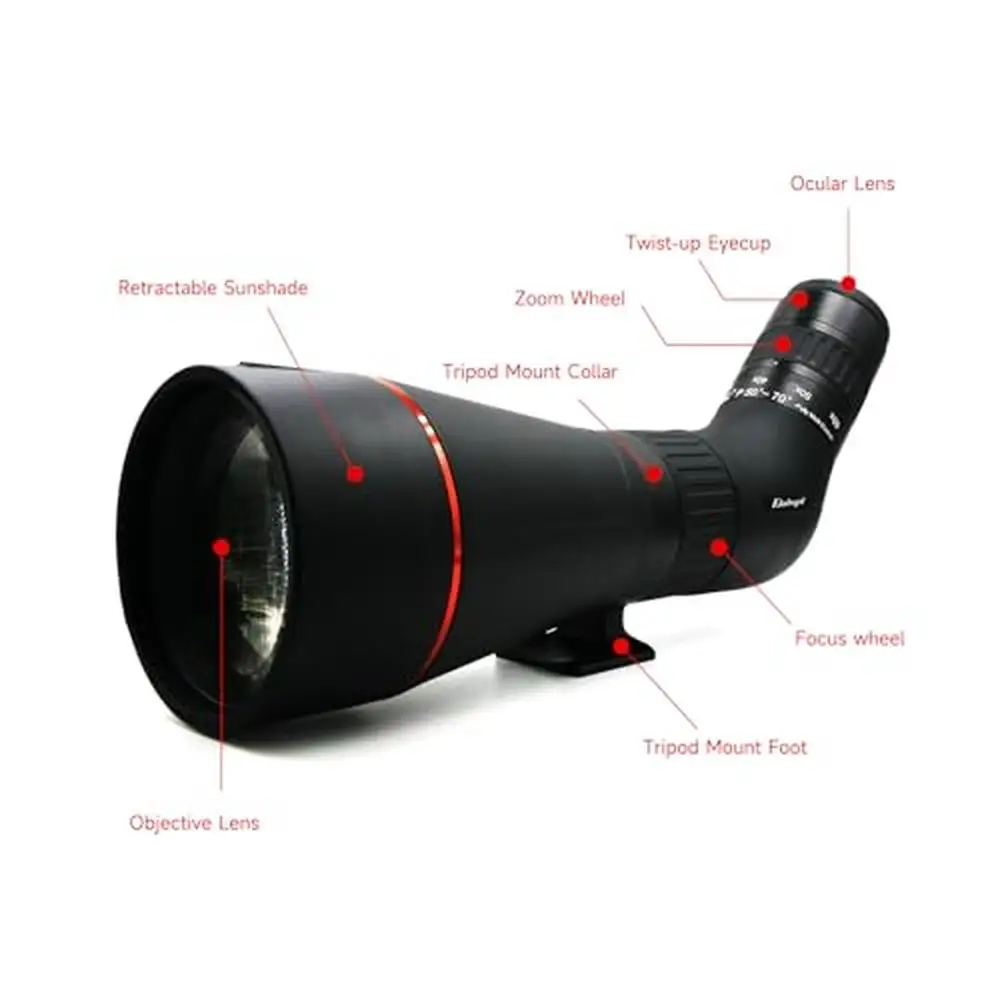 High Definition Waterproof Spotting Scope 20-60x80 ED Lenses Stargazing Birding Wildlife Viewing Ergonomic Design Triple Lenses